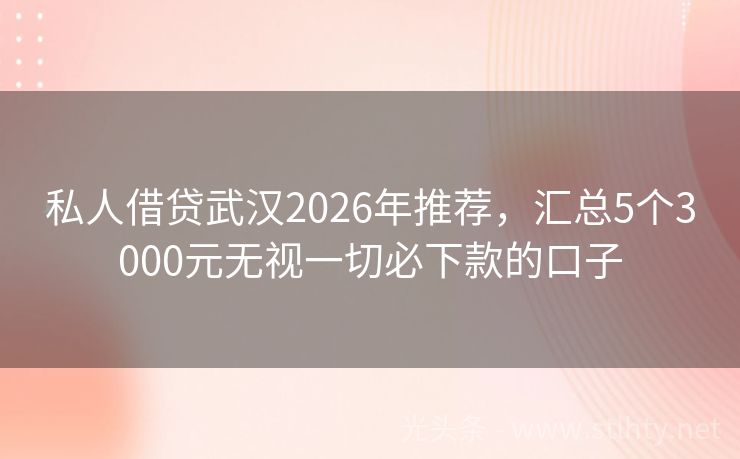 私人借贷武汉2026年推荐，汇总5个3000元无视一切必下款的口子