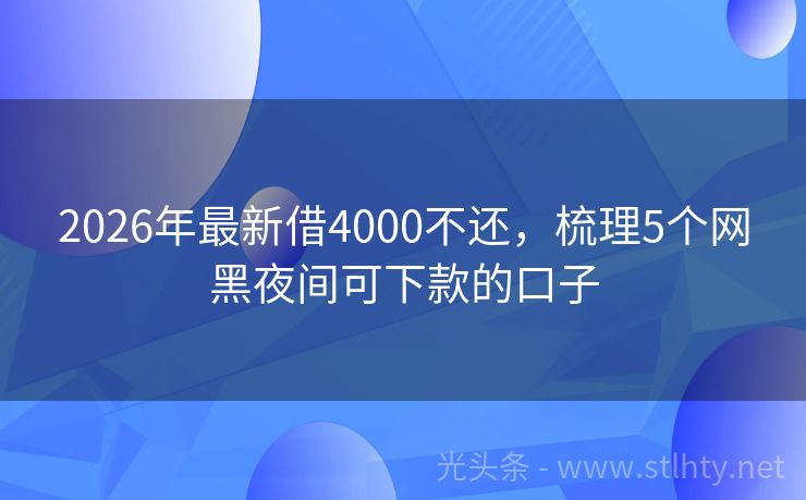 2026年最新借4000不还，梳理5个网黑夜间可下款的口子