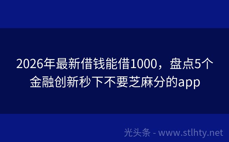 2026年最新借钱能借1000，盘点5个金融创新秒下不要芝麻分的app
