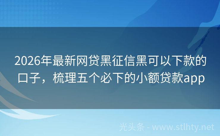 2026年最新网贷黑征信黑可以下款的口子，梳理五个必下的小额贷款app