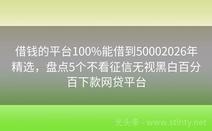 借钱的平台100%能借到50002026年精选，盘点5个不看征信无视黑白百分百下款网贷平台