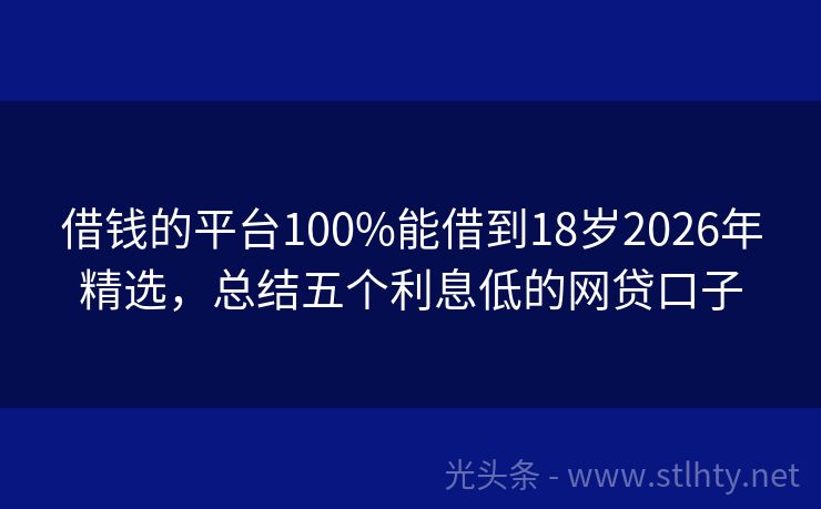借钱的平台100%能借到18岁2026年精选，总结五个利息低的网贷口子