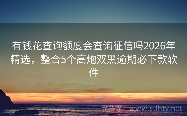 有钱花查询额度会查询征信吗2026年精选，整合5个高炮双黑逾期必下款软件