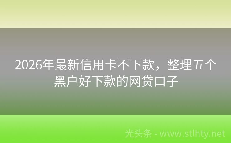 2026年最新信用卡不下款，整理五个黑户好下款的网贷口子