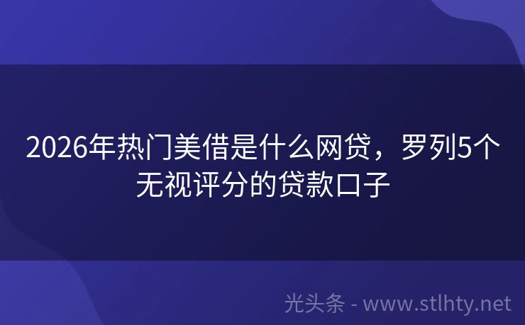 2026年热门美借是什么网贷，罗列5个无视评分的贷款口子