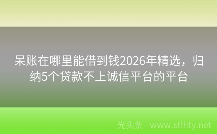 呆账在哪里能借到钱2026年精选，归纳5个贷款不上诚信平台的平台