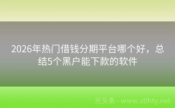 2026年热门借钱分期平台哪个好，总结5个黑户能下款的软件