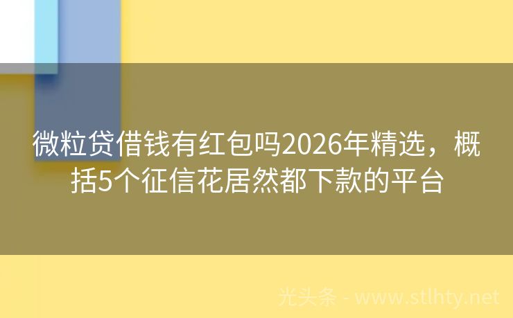 微粒贷借钱有红包吗2026年精选，概括5个征信花居然都下款的平台