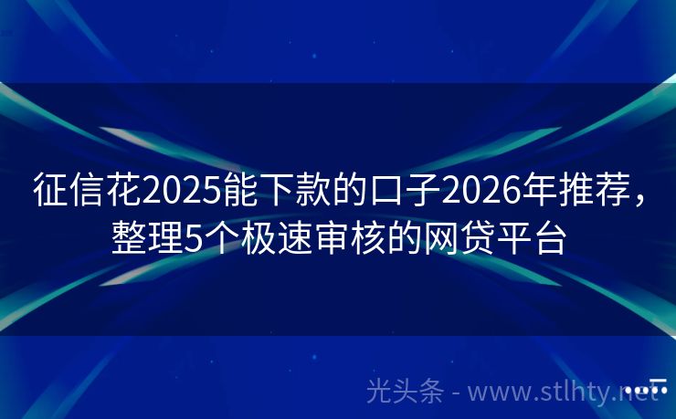 征信花2025能下款的口子2026年推荐，整理5个极速审核的网贷平台