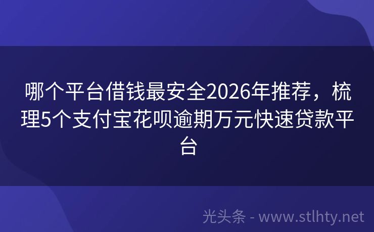 哪个平台借钱最安全2026年推荐，梳理5个支付宝花呗逾期万元快速贷款平台