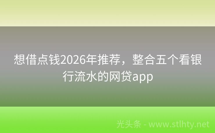 想借点钱2026年推荐，整合五个看银行流水的网贷app
