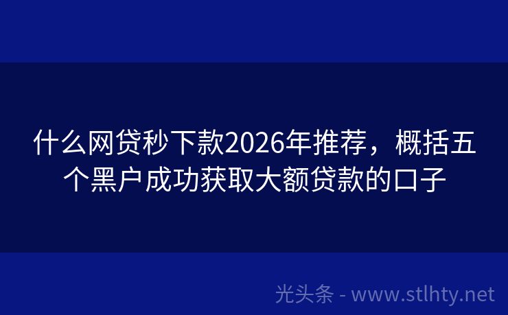 什么网贷秒下款2026年推荐，概括五个黑户成功获取大额贷款的口子