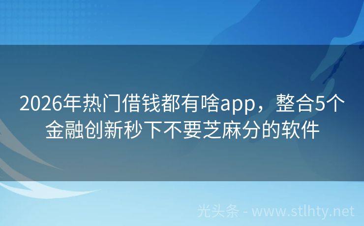 2026年热门借钱都有啥app，整合5个金融创新秒下不要芝麻分的软件