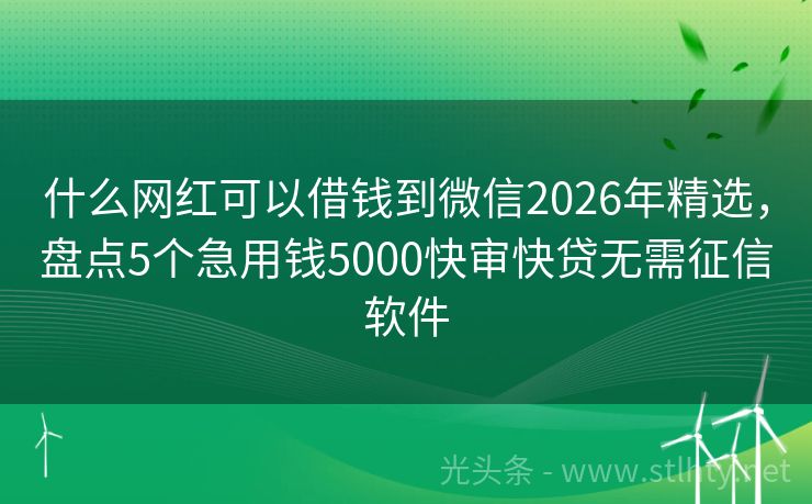 什么网红可以借钱到微信2026年精选,盘点5个急用钱5000快审快贷无需征信软件