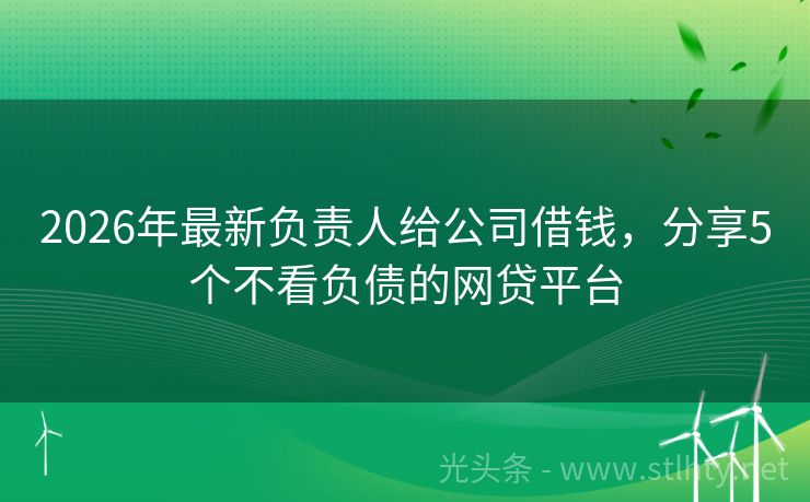 2026年最新负责人给公司借钱，分享5个不看负债的网贷平台