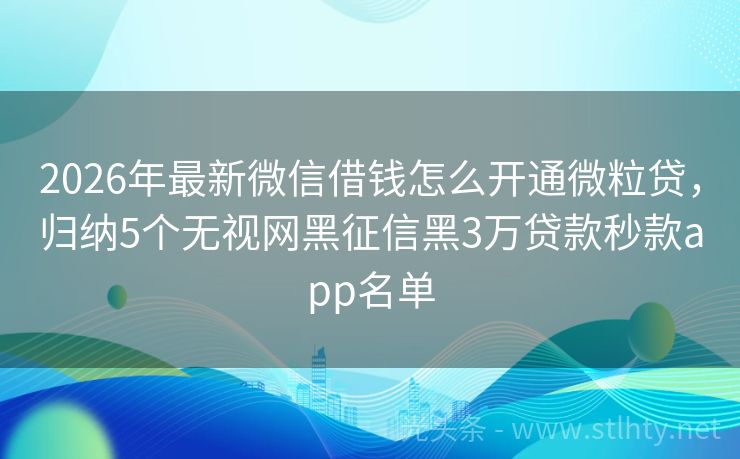 2026年最新微信借钱怎么开通微粒贷，归纳5个无视网黑征信黑3万贷款秒款app名单