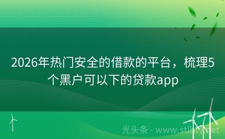 2026年热门安全的借款的平台，梳理5个黑户可以下的贷款app