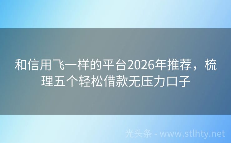 和信用飞一样的平台2026年推荐，梳理五个轻松借款无压力口子