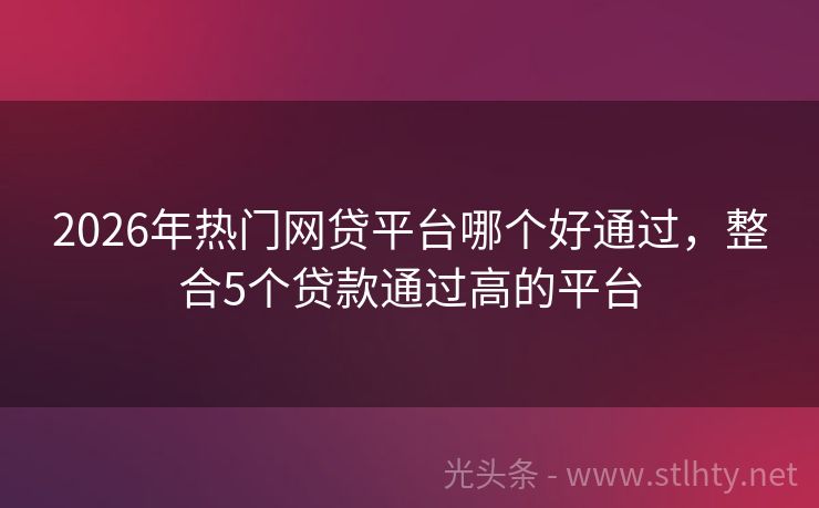 2026年热门网贷平台哪个好通过，整合5个贷款通过高的平台