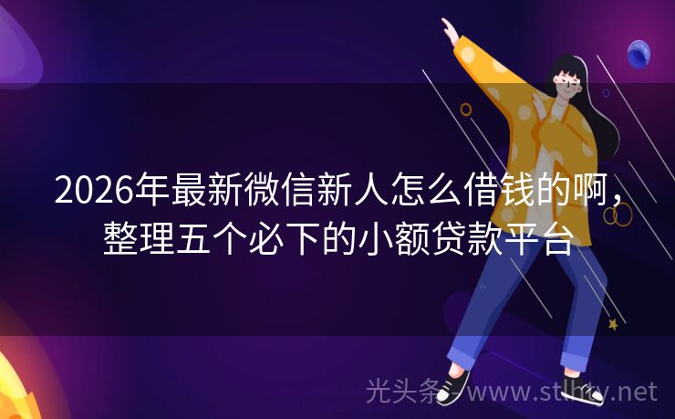 2026年最新微信新人怎么借钱的啊，整理五个必下的小额贷款平台