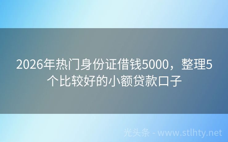 2026年热门身份证借钱5000，整理5个比较好的小额贷款口子