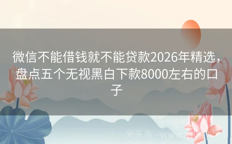 微信不能借钱就不能贷款2026年精选，盘点五个无视黑白下款8000左右的口子