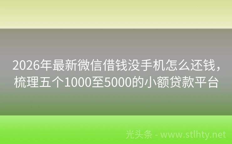 2026年最新微信借钱没手机怎么还钱，梳理五个1000至5000的小额贷款平台