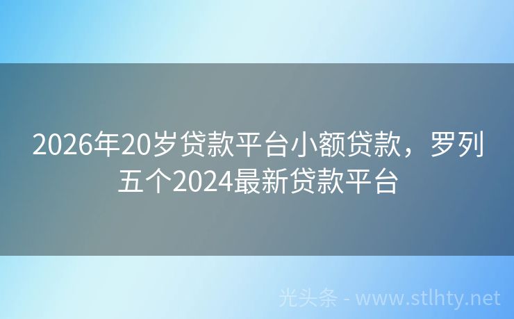 2026年20岁贷款平台小额贷款，罗列五个2024最新贷款平台