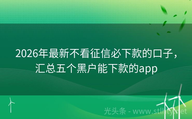 2026年最新不看征信必下款的口子，汇总五个黑户能下款的app