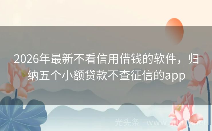 2026年最新不看信用借钱的软件，归纳五个小额贷款不查征信的app