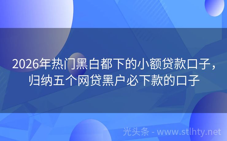 2026年热门黑白都下的小额贷款口子，归纳五个网贷黑户必下款的口子