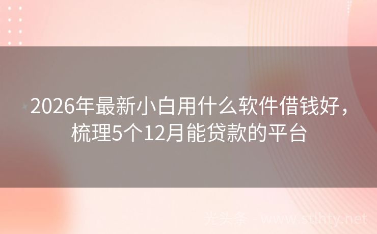 2026年最新小白用什么软件借钱好，梳理5个12月能贷款的平台