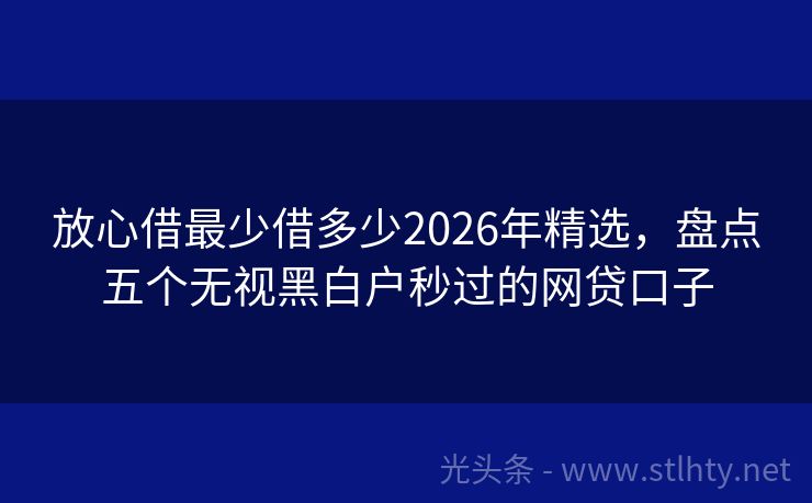 放心借最少借多少2026年精选，盘点五个无视黑白户秒过的网贷口子