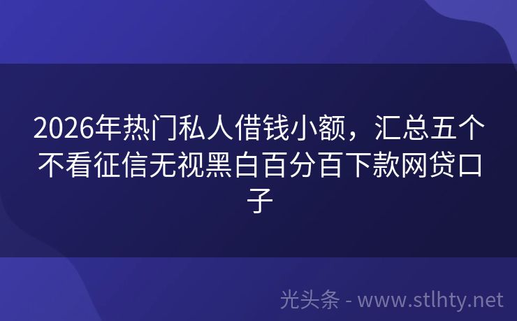 2026年热门私人借钱小额，汇总五个不看征信无视黑白百分百下款网贷口子