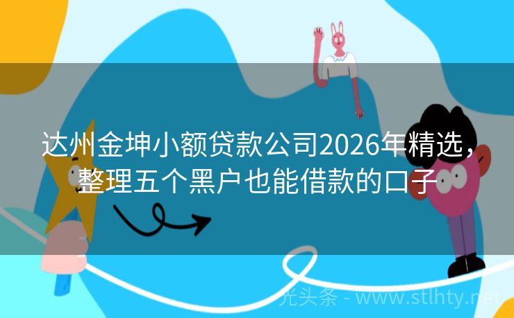 达州金坤小额贷款公司2026年精选，整理五个黑户也能借款的口子