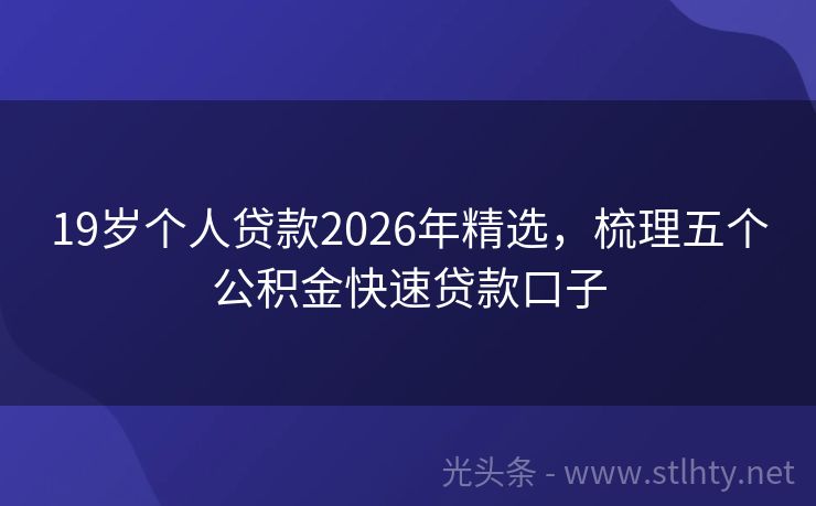 19岁个人贷款2026年精选，梳理五个公积金快速贷款口子