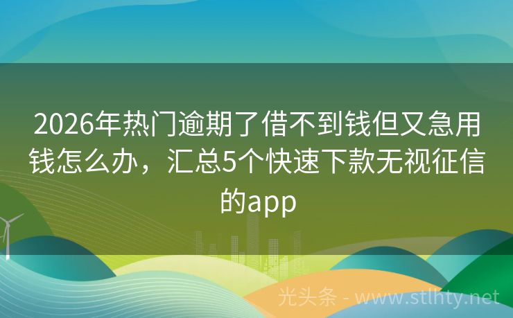2026年热门逾期了借不到钱但又急用钱怎么办，汇总5个快速下款无视征信的app