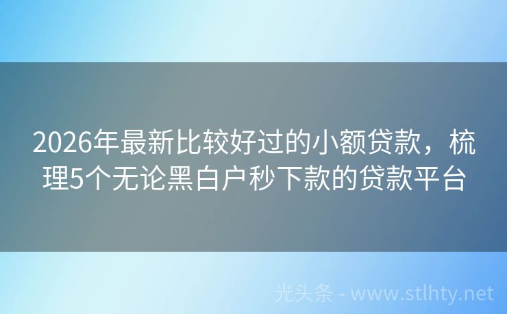 2026年最新比较好过的小额贷款，梳理5个无论黑白户秒下款的贷款平台