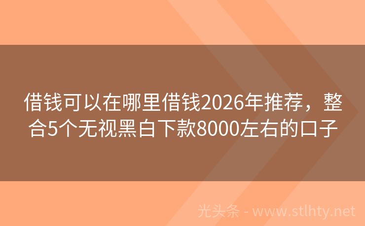 借钱可以在哪里借钱2026年推荐，整合5个无视黑白下款8000左右的口子