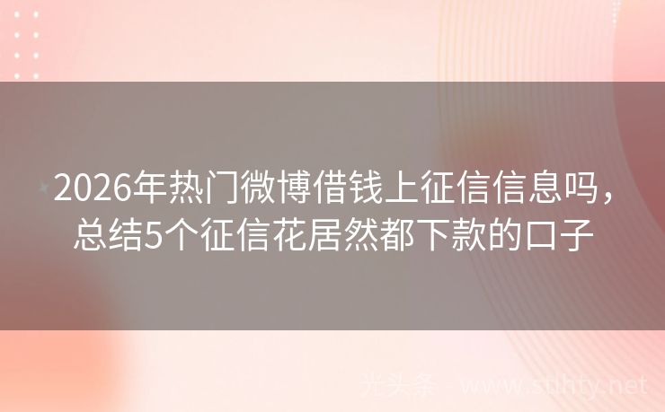 2026年热门微博借钱上征信信息吗，总结5个征信花居然都下款的口子
