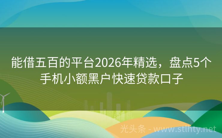 能借五百的平台2026年精选，盘点5个手机小额黑户快速贷款口子