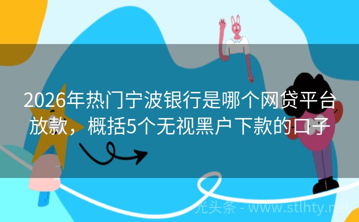 2026年热门宁波银行是哪个网贷平台放款，概括5个无视黑户下款的口子