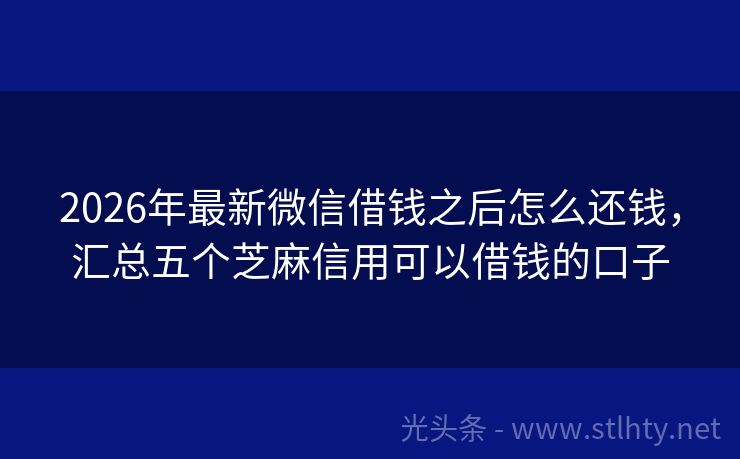 2026年最新微信借钱之后怎么还钱，汇总五个芝麻信用可以借钱的口子