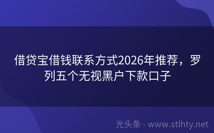 借贷宝借钱联系方式2026年推荐，罗列五个无视黑户下款口子
