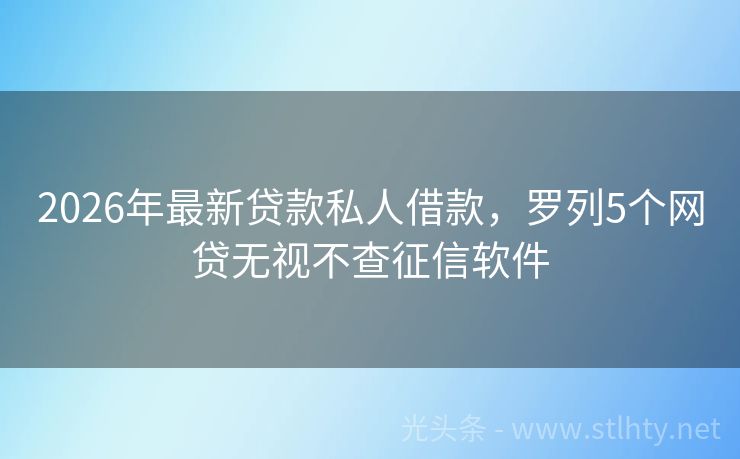 2026年最新贷款私人借款，罗列5个网贷无视不查征信软件