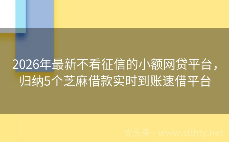 2026年最新不看征信的小额网贷平台，归纳5个芝麻借款实时到账速借平台