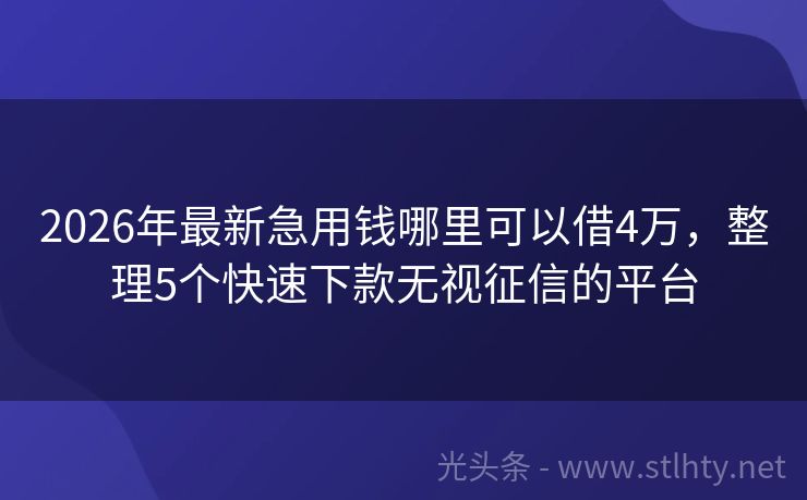 2026年最新急用钱哪里可以借4万，整理5个快速下款无视征信的平台