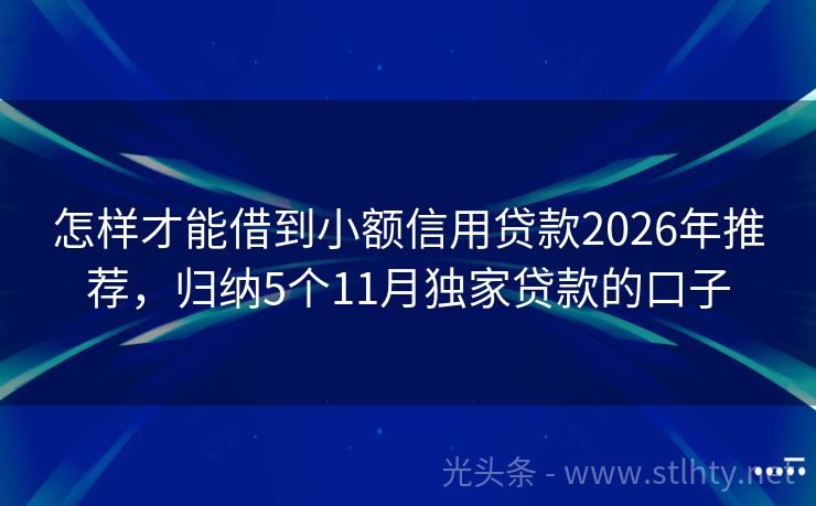 怎样才能借到小额信用贷款2026年推荐，归纳5个11月独家贷款的口子