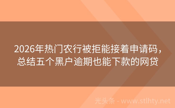 2026年热门农行被拒能接着申请码，总结五个黑户逾期也能下款的网贷