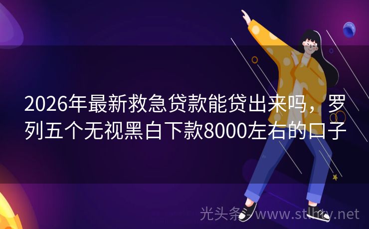 2026年最新救急贷款能贷出来吗，罗列五个无视黑白下款8000左右的口子